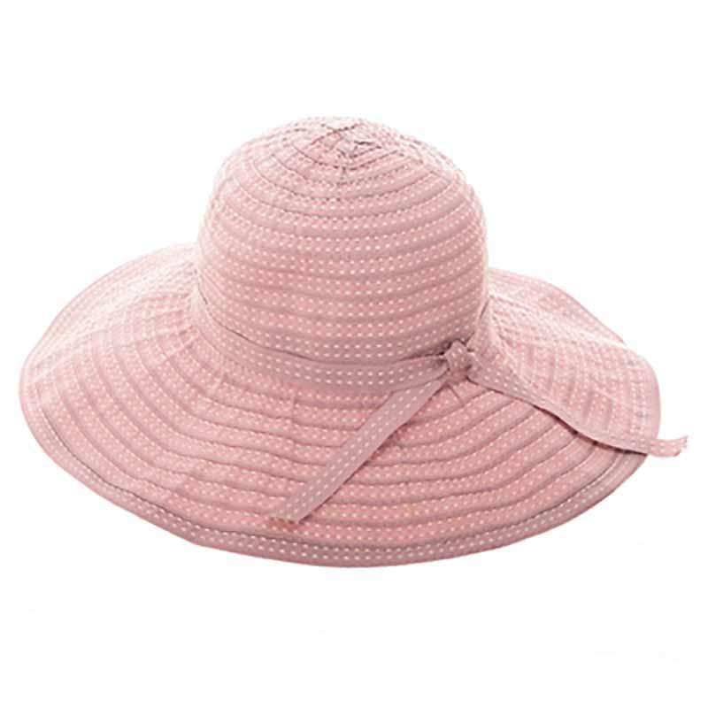 Embroidered Ribbon Wide Brim Sun Hat Wide Brim Sun Hat Boardwalk Style Hats da594pk Dusty Pink Medium (57 cm) 