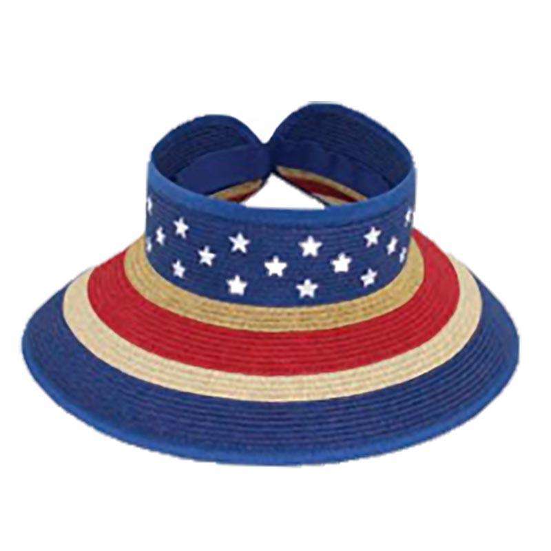 American Flag Roll Up Sun Visor - Jeanne Simmons Hats Visor Cap Jeanne Simmons js6064 US Flag  