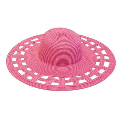 Cutout Brim Summer Hat Wide Brim Sun Hat Boardwalk Style Hats  Fuchsia  