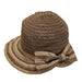 Sheer Ribbon Cloche Hat with Striped Brim and Bow Cloche Boardwalk Style Hats DA692BN Brown Medium (57 cm) 
