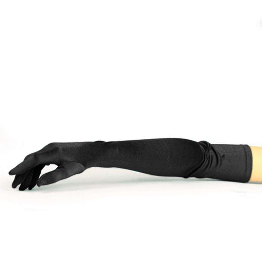 Satin Elbow Length Opera Gloves Gloves Something Special LA glv57bk Black