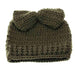 Hand Crocheted Fashion Bun Beanie with Bow - DNMC Hats Beanie Boardwalk Style Hats da7016 Olive M/L (58 cm) 