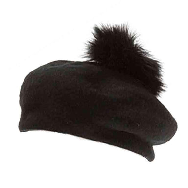 Ostrich Pom Pom Wool Beret Cap by DNMC Beanie Boardwalk Style Hats da7018 Dark Red Medium (57 cm) 