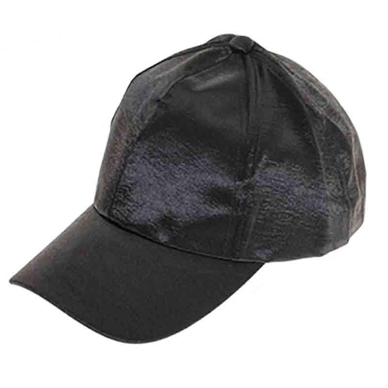 Shimmery Satin Fashion Baseball Cap - DNMC Cap Boardwalk Style Hats da7035 Black M/L (58 cm) 