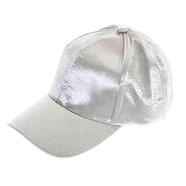 Shimmery Satin Fashion Baseball Cap - DNMC Cap Boardwalk Style Hats da7035 Silver M/L (58 cm) 