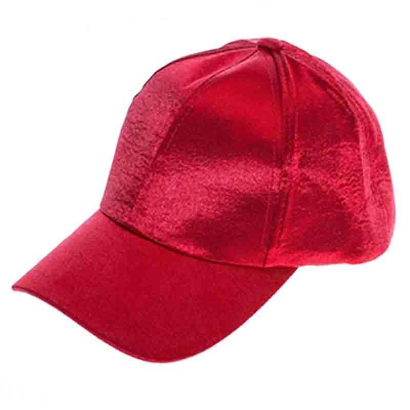Shimmery Satin Fashion Baseball Cap - DNMC Cap Boardwalk Style Hats da7035 Red M/L (58 cm) 
