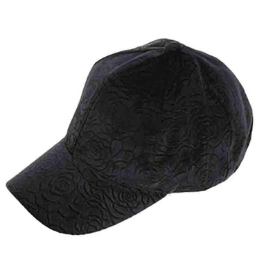 Intricate Rose Textured Velvety Fashion Cap - DNMC Cap Boardwalk Style Hats da7038 Black M/L (58 cm) 