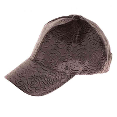 Intricate Rose Textured Velvety Fashion Cap - DNMC Cap Boardwalk Style Hats da7038 Taupe M/L (58 cm) 