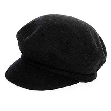 Boiled Wool Newsboy Cap - DNMC Hats Cap Boardwalk Style Hats da7066 Black S/M (56-57 cm) 