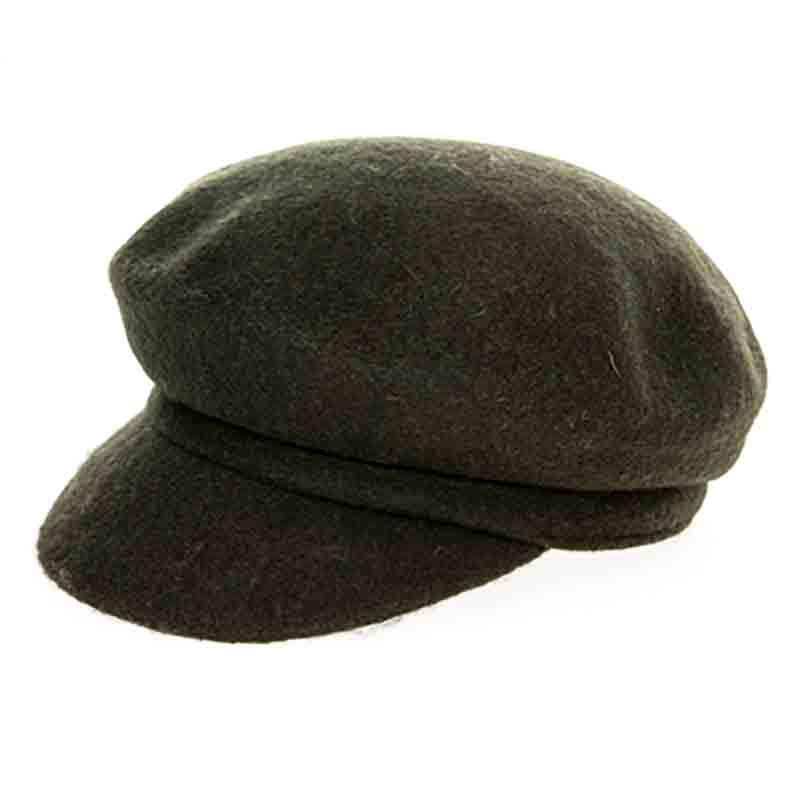 Boiled Wool Newsboy Cap - DNMC Hats Cap Boardwalk Style Hats da7066 Olive S/M (56-57 cm) 