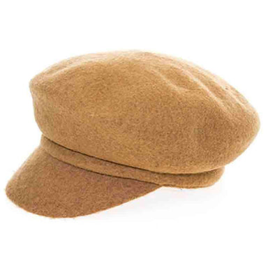 Boiled Wool Newsboy Cap - DNMC Hats Cap Boardwalk Style Hats da7066 Camel S/M (56-57 cm) 