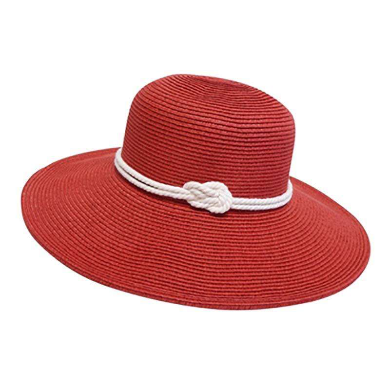 Nautical Look Rope Tie Double Knot Red Sun Hat - Boardwalk 