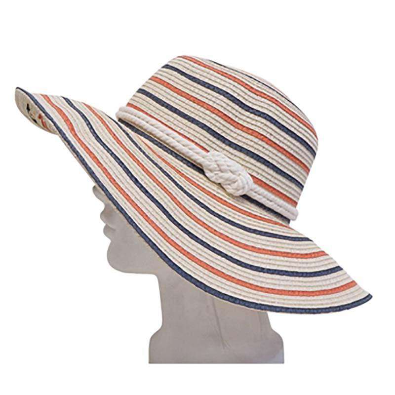 Nautical Red White Blue Striped Sun Hat - Boardwalk Style Floppy Hat Boardwalk Style Hats    