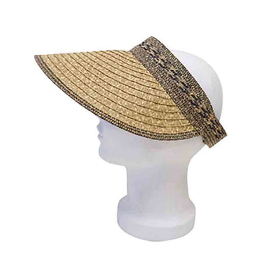 Wide Brim Mixed Braid Roll-Up Sun Visor Hat - Milani Hats Visor Cap Milani Hats    