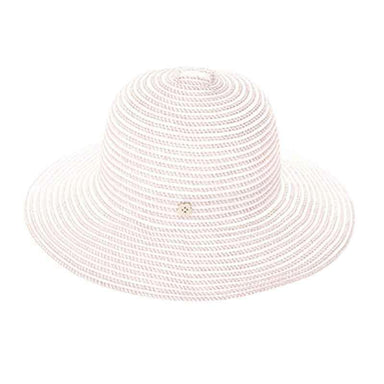 Ribbon Sun Hat with Flower Button - Boardwalk Style Wide Brim Hat Boardwalk Style Hats da773wh White Medium (57 cm) 