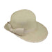 Facesaver Hat with Ribbon Trim and Bow Wide Brim Hat Jeanne Simmons js8334WH White tweed Medium (57 cm) 