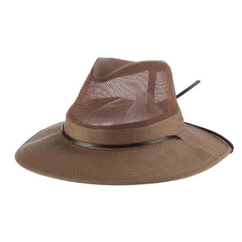 Garment Washed Twill Mesh Crown Safari with Chin Cord - DPC Outdoor Design Safari Hat Dorfman Hat Co. 864bzs Bronze Small (55 cm) 