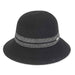 Adora® Wool Hat -Soft Wool Bucket Hat with Silver Lurex Band Cloche Adora Hats AD1057A Black Medium (57 cm) 