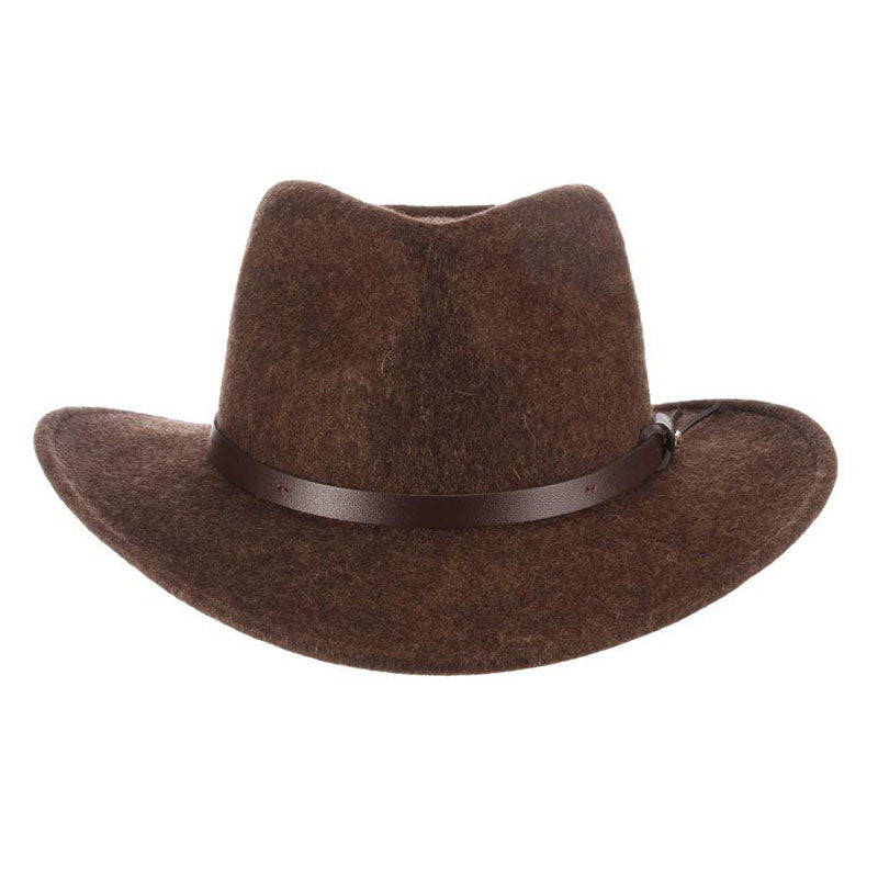 Anchorage Crushable Water Repellent Wool Felt Outback Hat - Scala Hats Safari Hat Scala Hats DF49-BRN2 Brown Medium (57 cm) 
