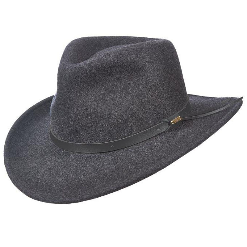 Anchorage Crushable Water Repellent Wool Felt Outback Hat - Scala Hats Safari Hat Scala Hats DF49-CHAR2 Charcoal Medium (57 cm) 