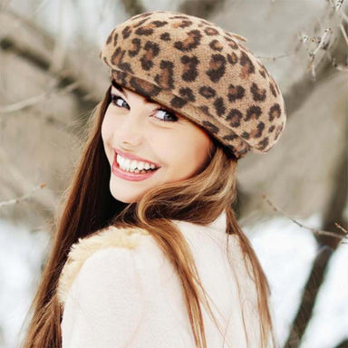 Animal Print Soft Wool French Beret - Adora® Hats Beanie Adora Hats    