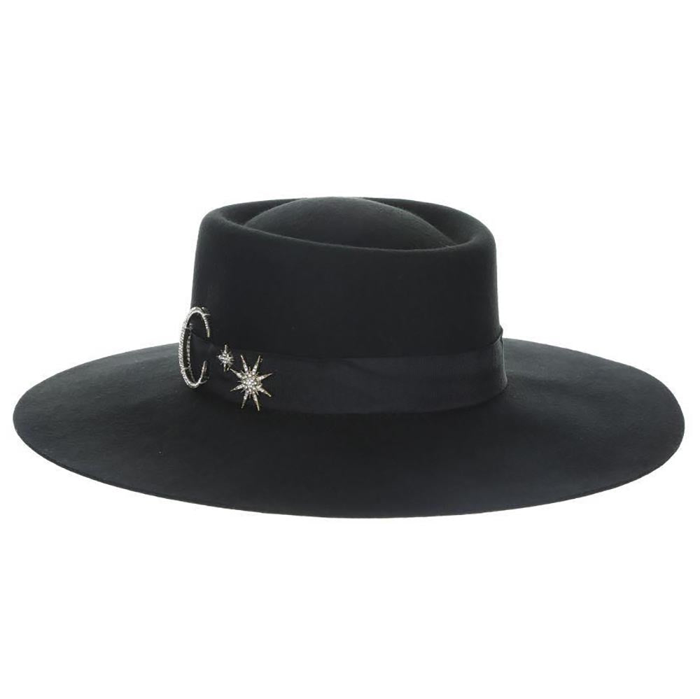 Aphrodite Wool Felt Gaucho Hat with Celestial Charms - Scala Hats, Bolero Hat - SetarTrading Hats 