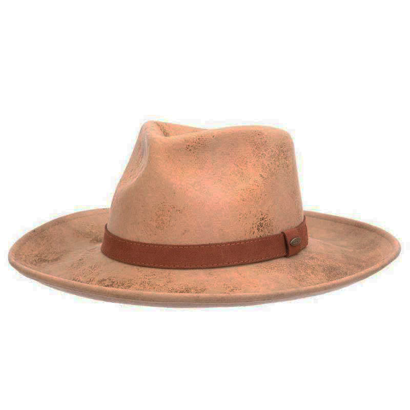 Arizona Distressed Wool Felt Safari Hat - Scala Hats Safari Hat Scala Hats LF276-TAN Tan  