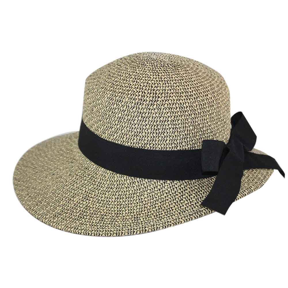 Asymmetrical Brim Summer Hat - Large and XL Size Women's Hats Black Tweed / Large (59 cm)