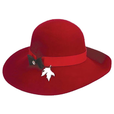 Autumn Leaf Cloche Felt Hat - John Callanan Handmade Hats Cloche Callanan Hats LV404 Red Medium (57 cm) 
