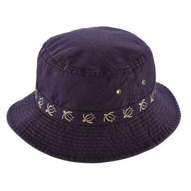 Cotton Bucket Hat with Turtle Design by DPC Global Bucket Hat Dorfman Hat Co. bh199NVM Navy Medium (57 cm) 
