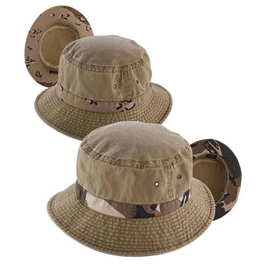 Camo Underbrim Cotton Bucket Hat by DPC Global Bucket Hat Dorfman Hat Co.    