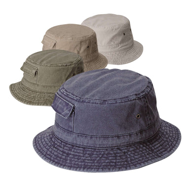 DPC Dyed Twill Bucket Hat with Pocket Bucket Hat Dorfman Hat Co.