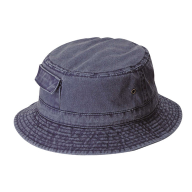 DPC Dyed Twill Bucket Hat with Pocket Bucket Hat Dorfman Hat Co. BH32NVS Navy S/M