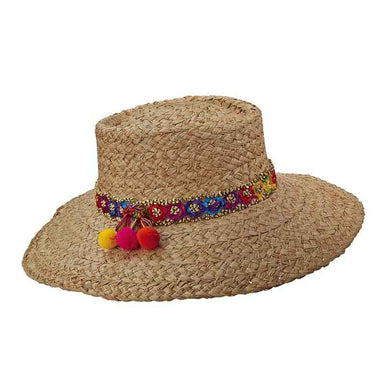 Brooklyn Hats - Pattaya Braided Raffia Gaucho Hat, Bolero Hat - SetarTrading Hats 