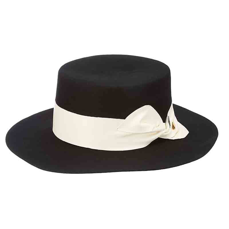 Black Wool Felt Gaucho Hat - Seville by Brooklyn Hats Gambler Hat Brooklyn Hat bkn1596 Black Medium (57 cm) 