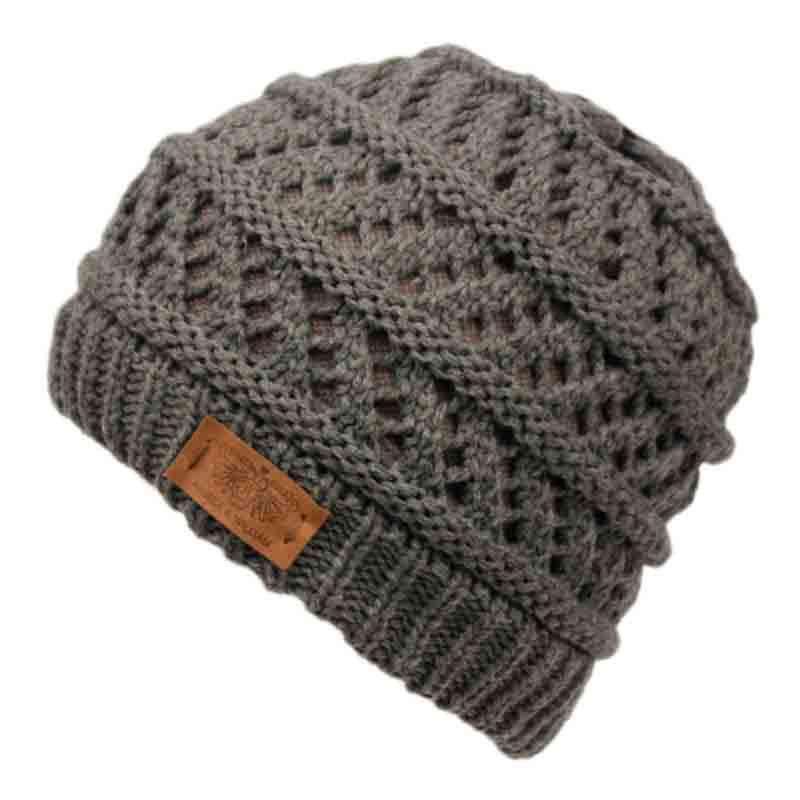 Ponytail Beanie with Plush Fleece Lining - Angela & William Beanie Epoch Hats bn3029cl Charcoal  