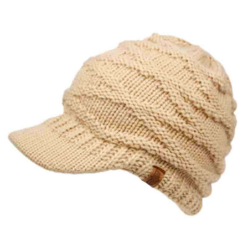 Ponytail Crochet Visor Beanie Beanie Epoch Hats bn3031tn Tan  