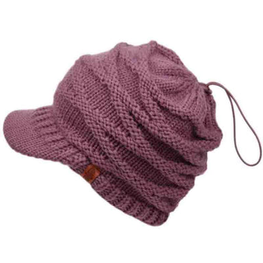 Ponytail Crochet Visor Beanie, Beanie - SetarTrading Hats 