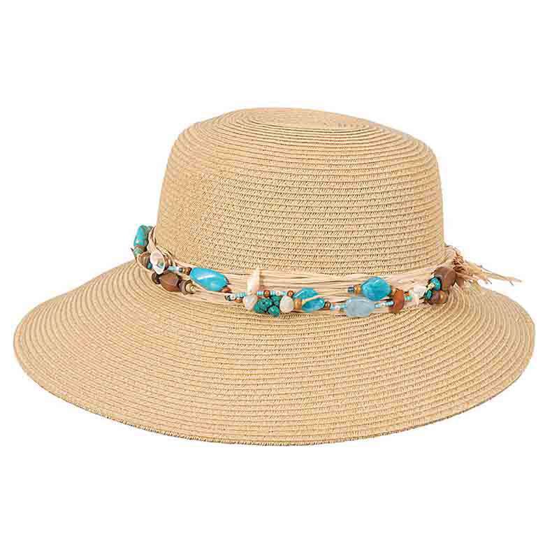 Narrowing Brim Sun Hat with Shells Wide Brim Hat Great hats by Karen Keith BT126NT Natural  