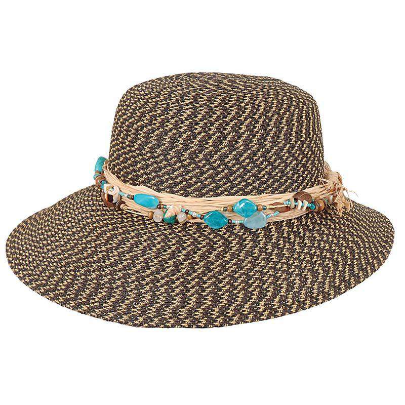 Narrowing Brim Sun Hat with Shells Wide Brim Hat Great hats by Karen Keith