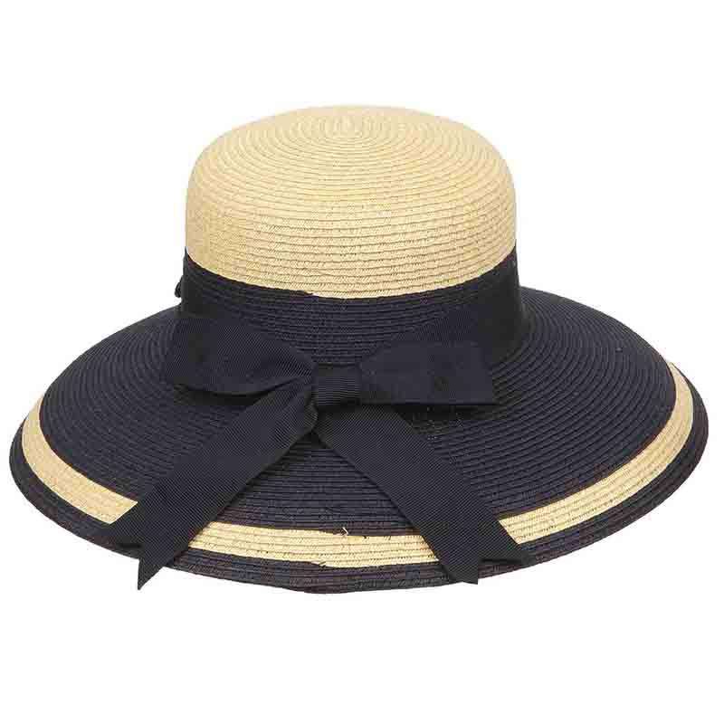 Tiffany Style Two Tone Summer Hat by Karen Keith Wide Brim Hat Great hats by Karen Keith BT7TTBK Toast / Black  