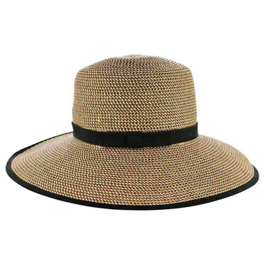 Tweed Straw Facesaver Hat with Ponytail Hole - JSA Facesaver Hat Jeanne Simmons js8218bk Black tweed  