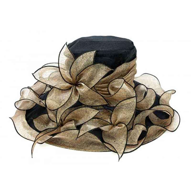 Metallic Organza Flower Dress Hat — SetarTrading Hats display picture 2