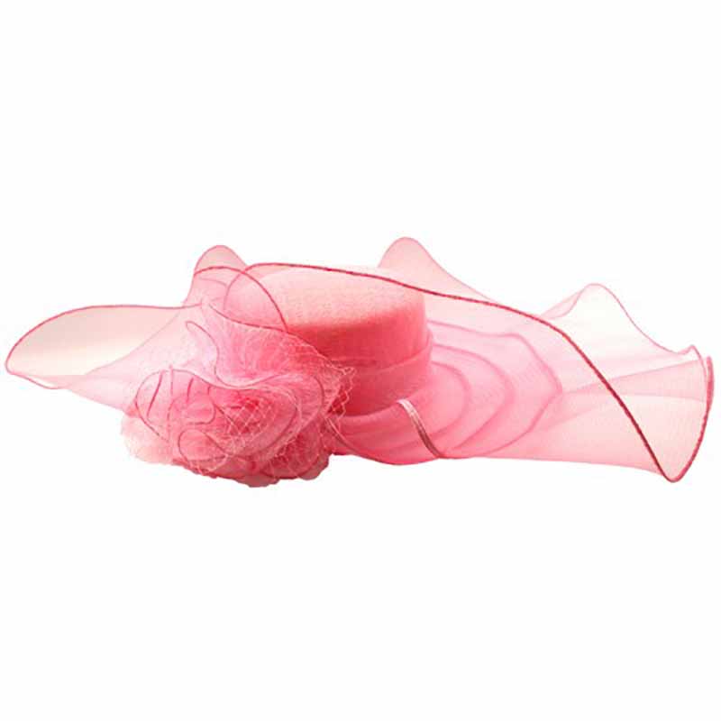Sinamay and Crin Derby Hat with Pinned Up Side - Something Special Collection Dress Hat Something Special Hat by5927pk Pink  