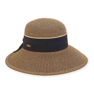 Backless Facesaver Hat with Wide Ribbon Bow - Sun 'N' Sand