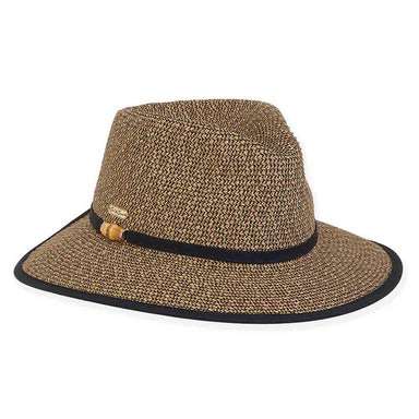 Backless Ponytail Opening Fedora - Sun 'N' Sand Hats Safari Hat Sun N Sand Hats HH2943B Black Tweed M/L (58 cm) 