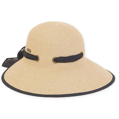 Backless Sun Savor Hat with Chiffon Scarf - Sun 'N' Sand Hat Facesaver Hat Sun N Sand Hats HH2404A Tan Tweed Medium (57 cm) 