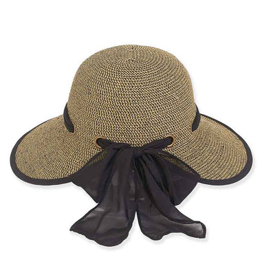 Backless Sun Savor Hat with Chiffon Scarf - Sun 'N' Sand Hat Facesaver Hat Sun N Sand Hats    