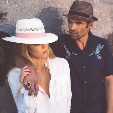 Bel Air White Panama Hat with Pink Bow - Brooklyn Hat Co, Panama Hat - SetarTrading Hats 