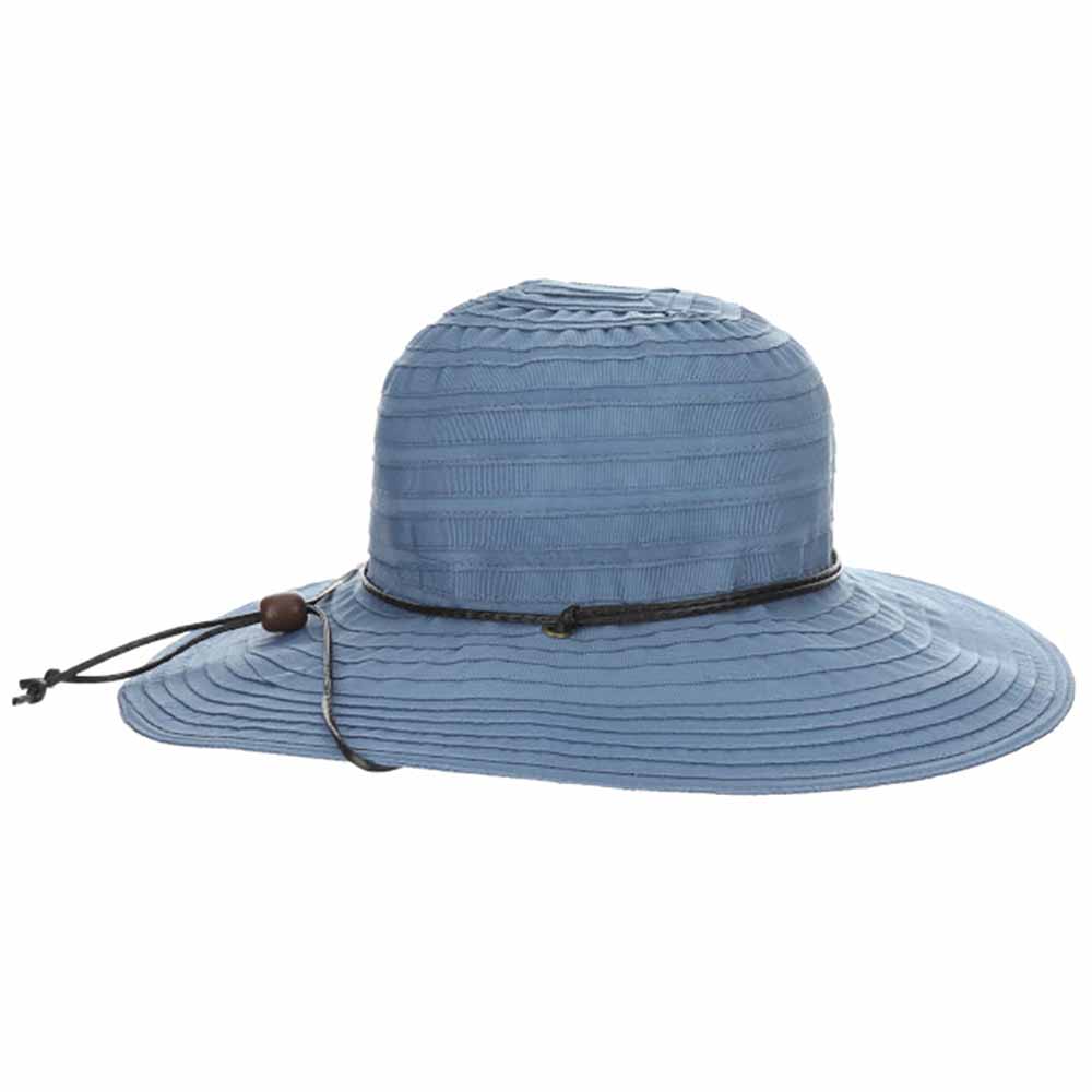 Bellarosa Ribbon Sun Hat with Chin Cord - Scala Hat Wide Brim Sun Hat Scala Hats LC752-DNM Denim  